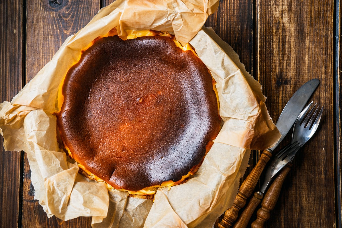 Top View of Delicious Basque Burnt Cheesecake 